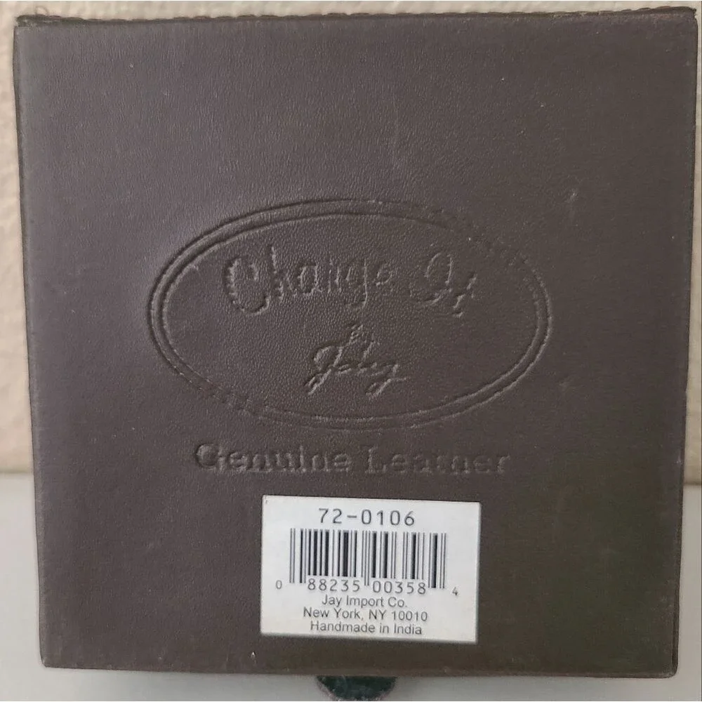 charge it by joey set of 4 brown leather coasters monogrammed with letter H - Picture 3 of 5
